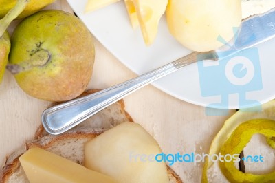 Fresh Pears And Cheese Stock Photo