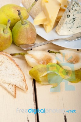 Fresh Pears And Cheese Stock Photo