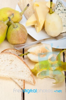 Fresh Pears And Cheese Stock Photo