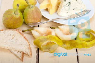 Fresh Pears And Cheese Stock Photo