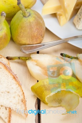 Fresh Pears And Cheese Stock Photo