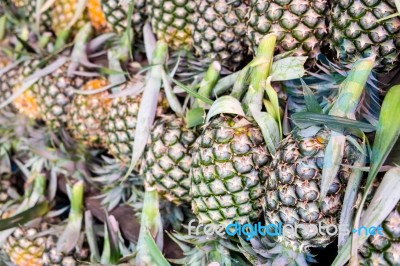 Fresh Pineapple On Shelf Stock Photo