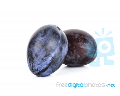 Fresh Plum Isolated On The White Background Stock Photo