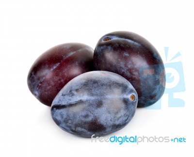 Fresh Plum Isolated On The White Background Stock Photo