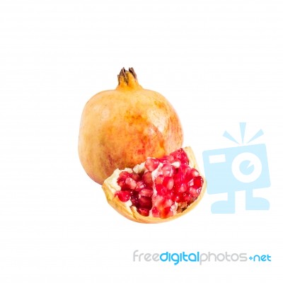 Fresh Pomegranate Isolated On White Background,with Clipping Pat… Stock Photo