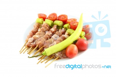 Fresh Pork Barbecue Before Grilled Preparation Stock Photo