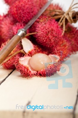 Fresh Rambutan Fruits Stock Photo