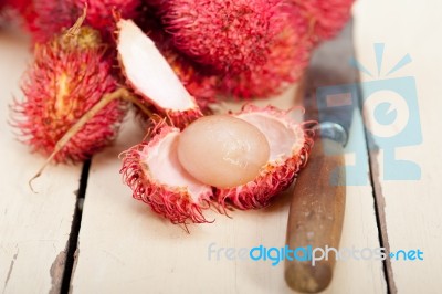 Fresh Rambutan Fruits Stock Photo