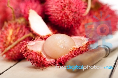 Fresh Rambutan Fruits Stock Photo