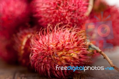 Fresh Rambutan Fruits Stock Photo