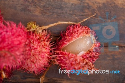 Fresh Rambutan Fruits Stock Photo