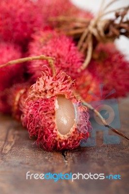 Fresh Rambutan Fruits Stock Photo