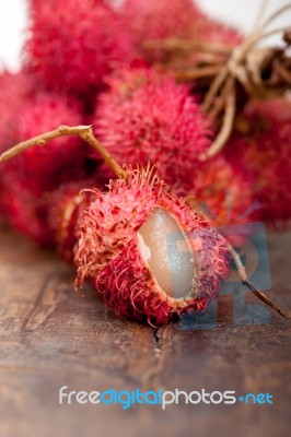 Fresh Rambutan Fruits Stock Photo