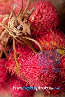 Fresh Rambutan Fruits Stock Photo