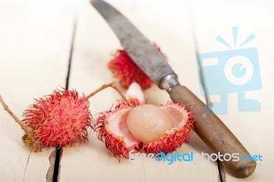 Fresh Rambutan Fruits Stock Photo