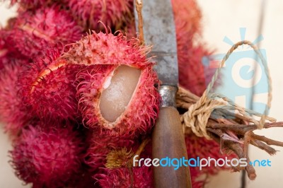 Fresh Rambutan Fruits Stock Photo