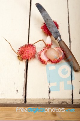 Fresh Rambutan Fruits Stock Photo