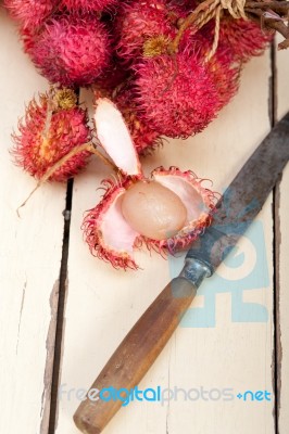 Fresh Rambutan Fruits Stock Photo