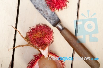 Fresh Rambutan Fruits Stock Photo