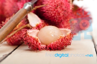 Fresh Rambutan Fruits Stock Photo