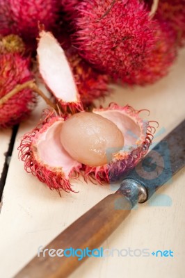 Fresh Rambutan Fruits Stock Photo