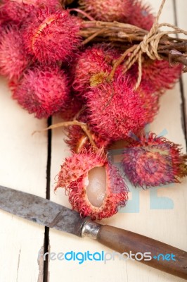 Fresh Rambutan Fruits Stock Photo