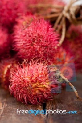 Fresh Rambutan Fruits Stock Photo