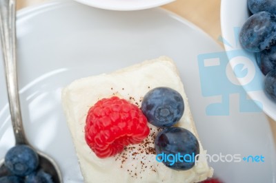 Fresh Raspberry And Blueberry Cake Stock Photo