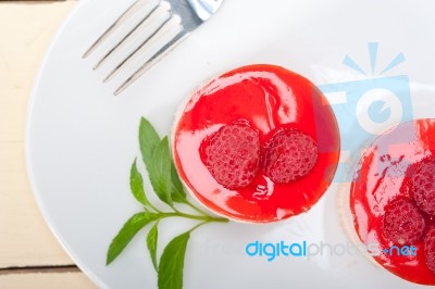 Fresh Raspberry Cake Mousse Dessert Stock Photo