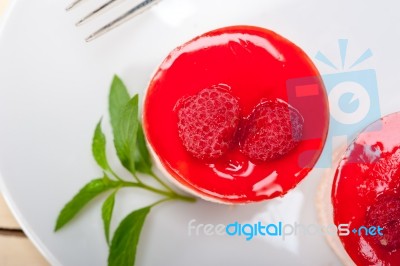 Fresh Raspberry Cake Mousse Dessert Stock Photo