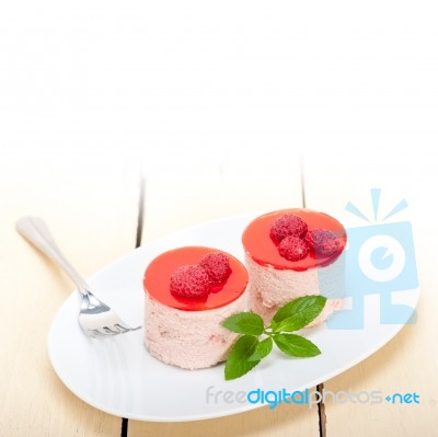 Fresh Raspberry Cake Mousse Dessert Stock Photo