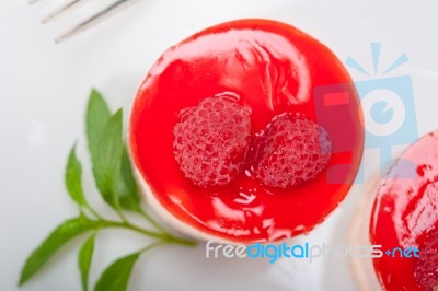 Fresh Raspberry Cake Mousse Dessert Stock Photo