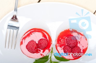 Fresh Raspberry Cake Mousse Dessert Stock Photo