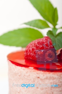 Fresh Raspberry Cake Mousse Dessert Stock Photo