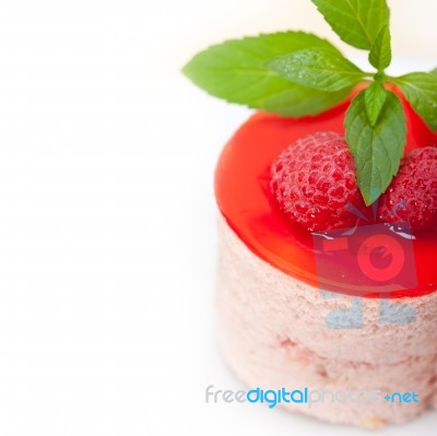 Fresh Raspberry Cake Mousse Dessert Stock Photo