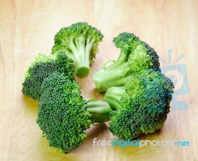 Fresh Raw Sliced Broccoli Pieces Stock Photo