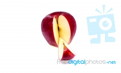 Fresh Red Apple Isolated On White Background Stock Photo