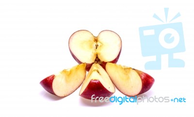 Fresh Red Apple Isolated On White Background Stock Photo