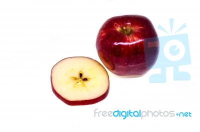 Fresh Red Apple Isolated On White Background Stock Photo