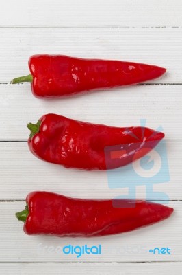 Fresh Red Cayenne Peppers Stock Photo