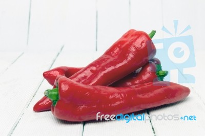 Fresh Red Cayenne Peppers Stock Photo