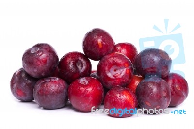 Fresh Red Plums Stock Photo