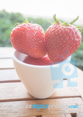 Fresh Ripe Strawberries On Wooden Background Stock Photo