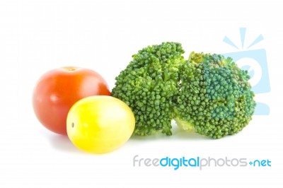 Fresh Salad Ingredient With Broccoli And Tomatoes Stock Photo