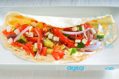 Fresh Salad Wrap Stock Photo