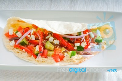 Fresh Salad Wrap Stock Photo