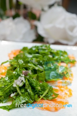 Fresh Salmon Carpaccio Stock Photo