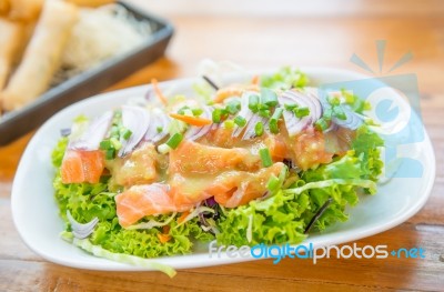 Fresh Salmon Salad Stock Photo