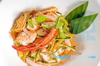 Fresh Seafood Thai Salad Stock Photo