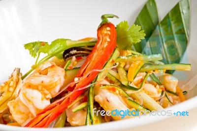 Fresh Seafood Thai Salad Stock Photo